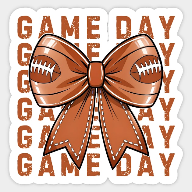 Coquette Football Bow Game Day Sticker by The WYLD Tribe